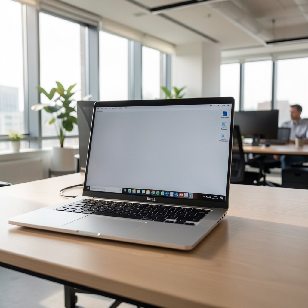 Dell XPS 15 9530 laptop sa OLED ekranom otvoren na radnom stolu u kancelariji sa prirodnim osvetljenjem