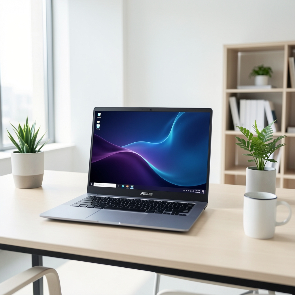 ASUS ZenBook 14 OLED bordo boja tanki laptop na beloj podlozi